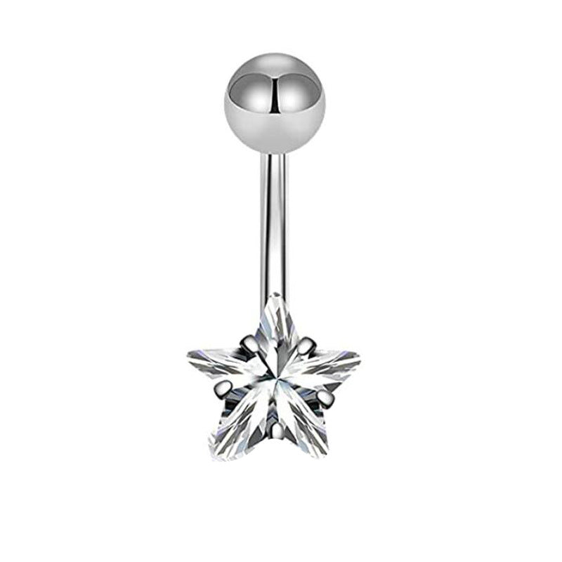 Piercing de acero inoxidable para el cuerpo, con circonitas, para el ombligo
