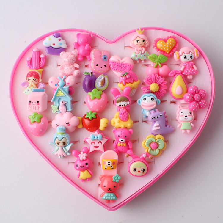 Versión de joyería para niños, linda niña, fruta, personaje de dibujos animados, anillo mixto, venta directa de fábrica de Yiwu 