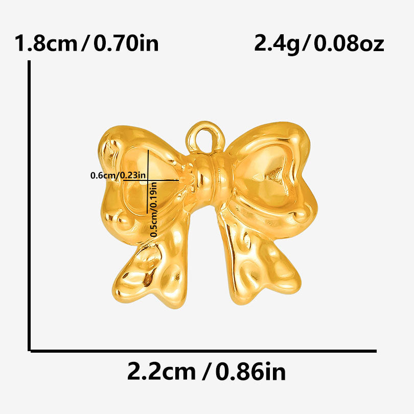 1 Piece 28*20mm 28*42mm 33*29mm 304 Stainless Steel 18K Gold Plated Bow Knot Polished Pendant