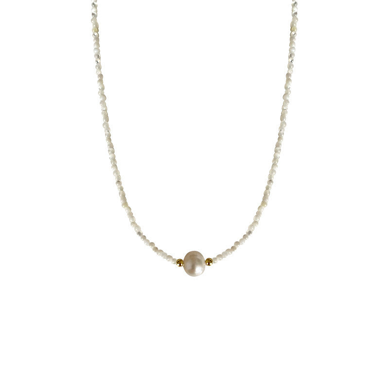 Collar de perlas naturales de agua dulce con cadena corta para clavícula para mujer 