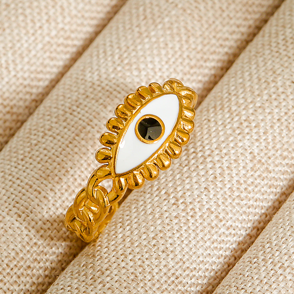 Wholesale Jewelry Geometric 304 Stainless Steel Natural Stone Open Ring (Minimum purchase 10 pcs)
