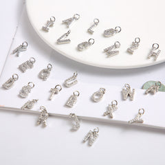 1 Piece 8*11.8mm Copper Zircon Letter Pendant