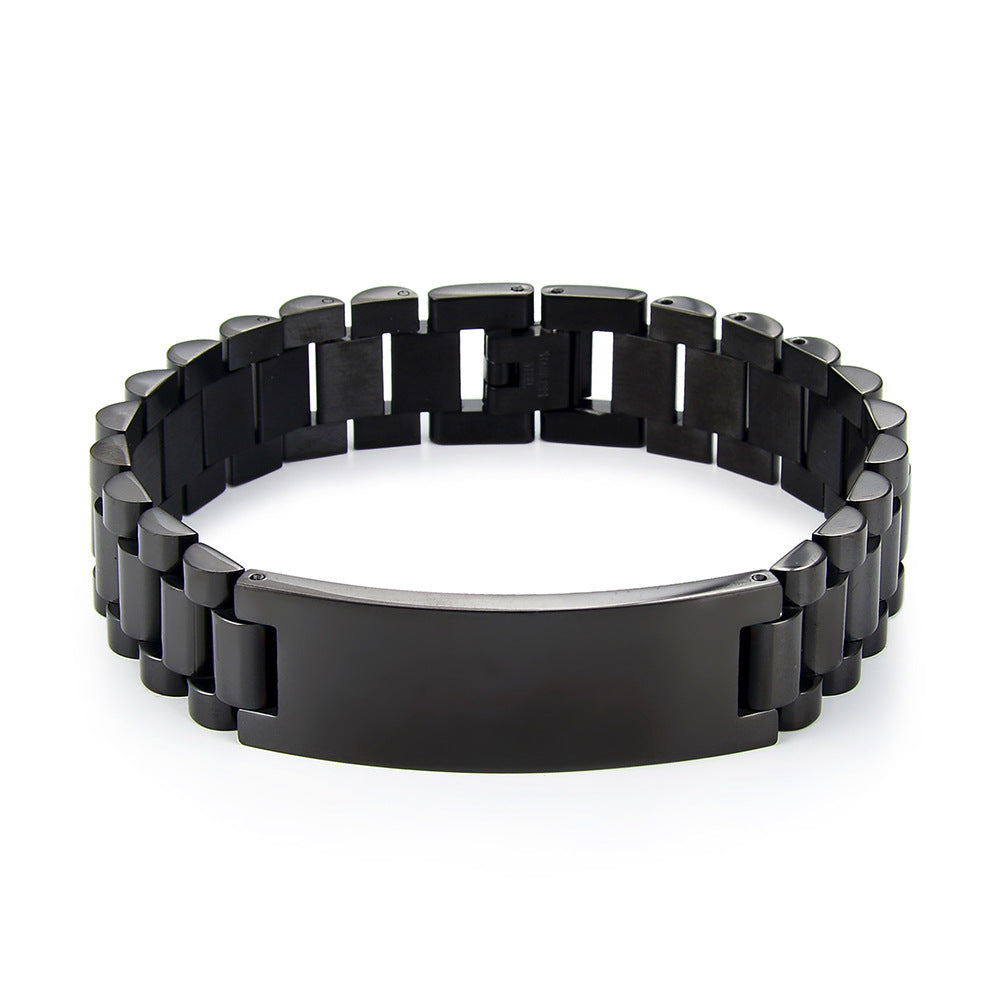 Correa de acero de titanio, pulsera de acero inoxidable de 15 mm, cadena de reloj para hombre, joyería ajustable 