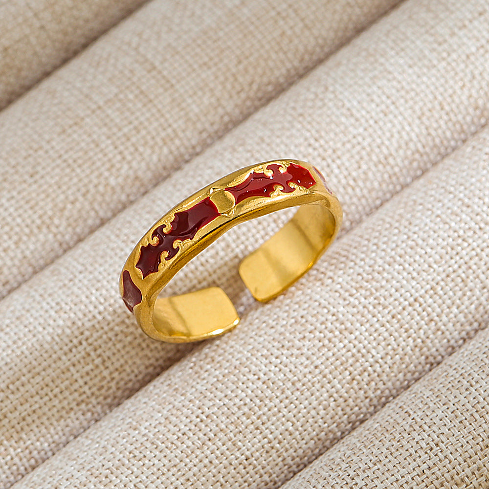 Anillo abierto de acero inoxidable 304 con letras geométricas, estilo hip hop, punk y streetwear. 