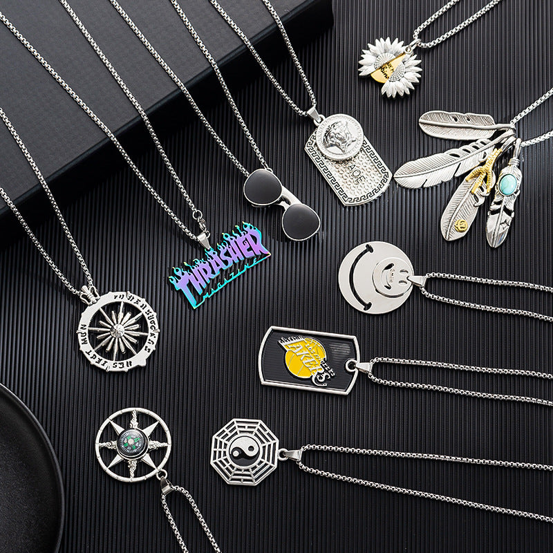 Titanium steel sweater chain men's necklace