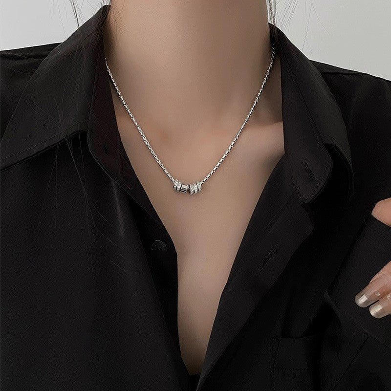 Collar de cadena cubana para hombre con circonitas cruzadas de acero y titanio 