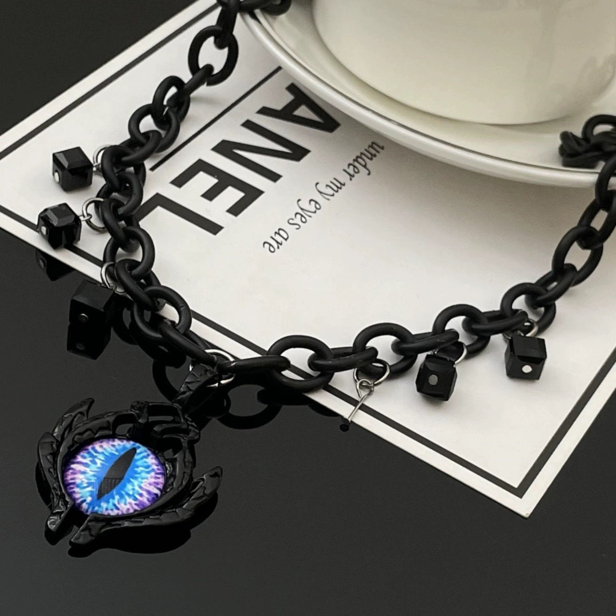 Collar de cadena cubana para hombre con circonitas cruzadas de acero y titanio 