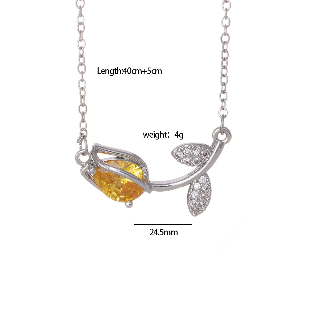 Collar de flores de tulipán con accesorios de acero de titanio 