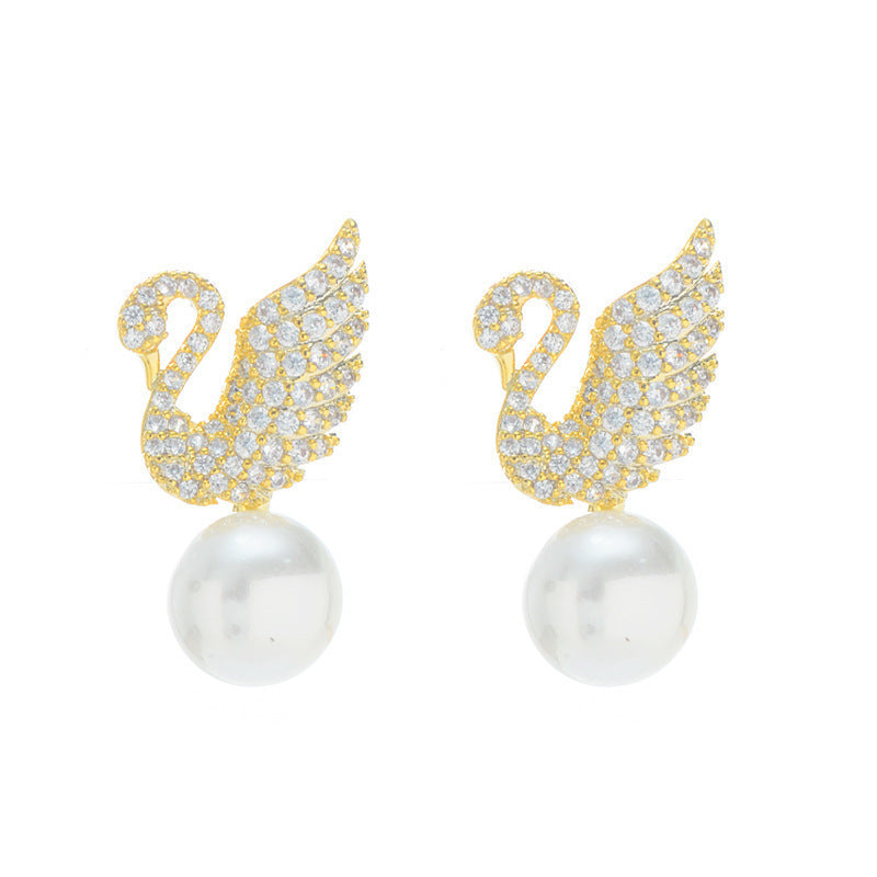 1 Pair Sweet IG Style Geometric Heart Shape Butterfly Inlay Alloy Rhinestones Pearl Drop Earrings Ear Studs