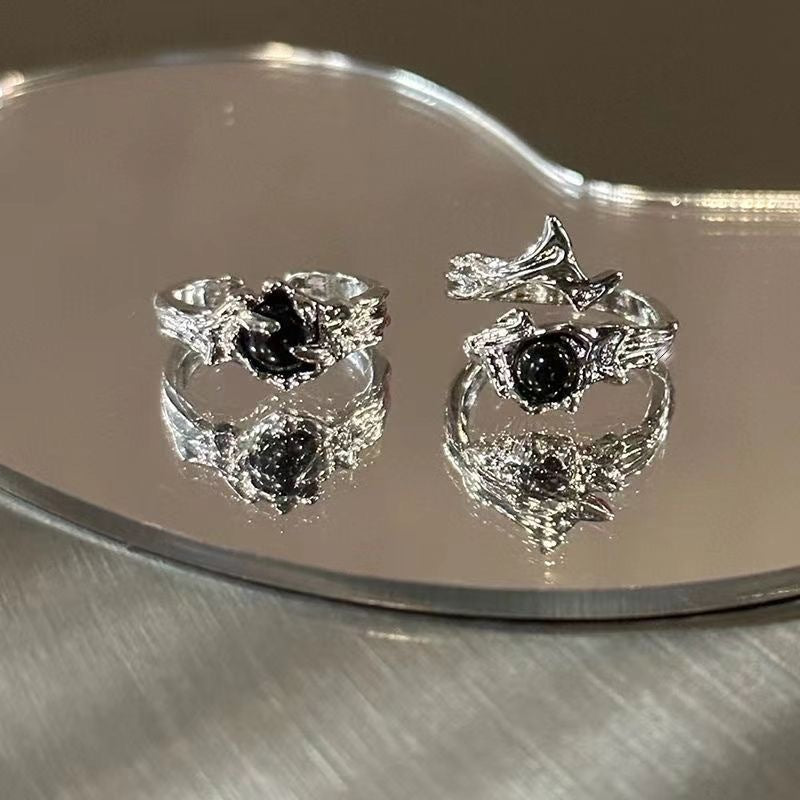 Anillo de espinas de viento oscuro para mujer, anillo abierto de moda para hombre 