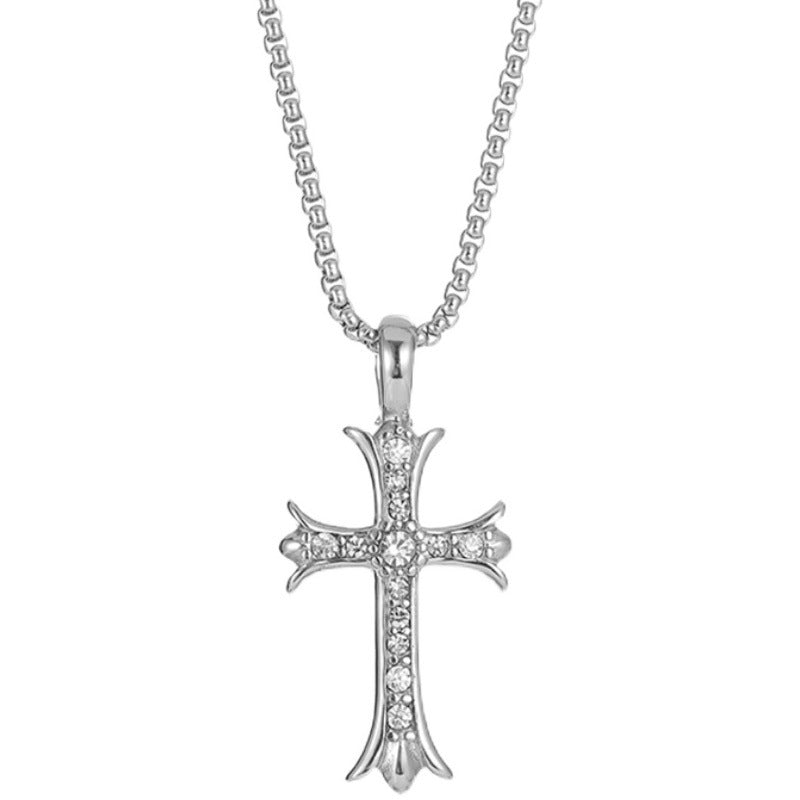 Collar de diamantes con forma de cruz, estilo hip hop, para hombre. 