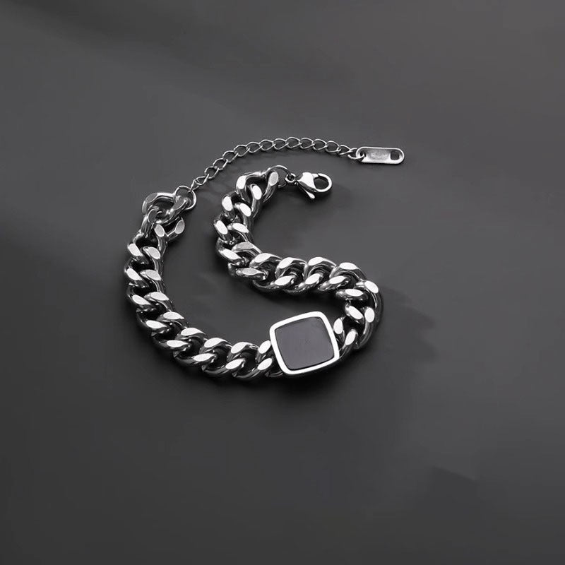 Pulsera cubana cuadrada para hombre, accesorios de acero y titanio. 