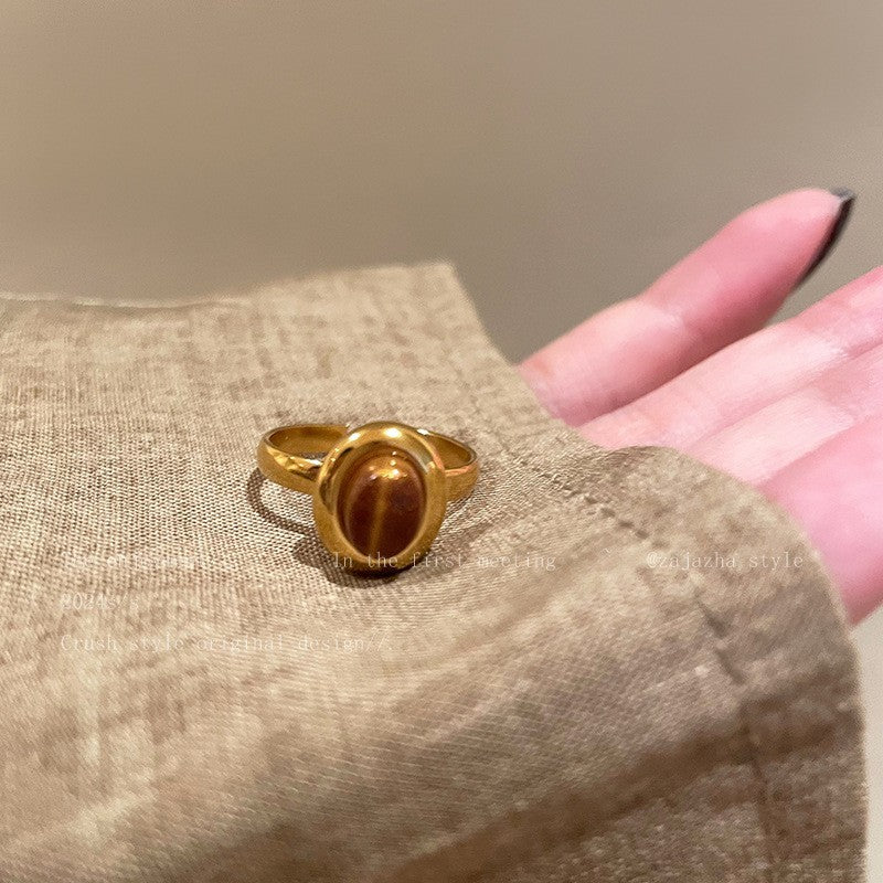 Anillo de ojo de tigre para el dedo índice 