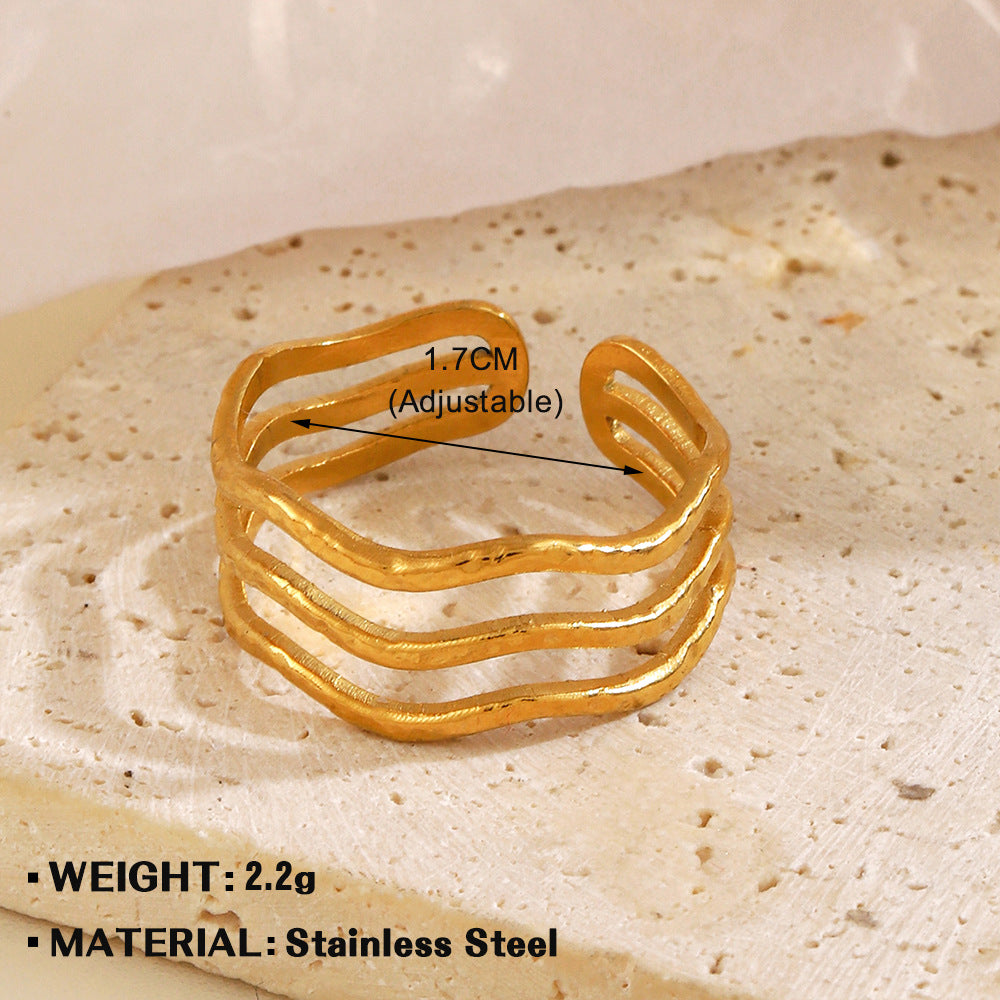 Wholesale Jewelry Simple Style Geometric 304 Stainless Steel Irregular Plating Open Rings