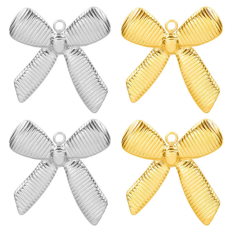 1 Piece 28*20mm 28*42mm 33*29mm 304 Stainless Steel 18K Gold Plated Bow Knot Polished Pendant