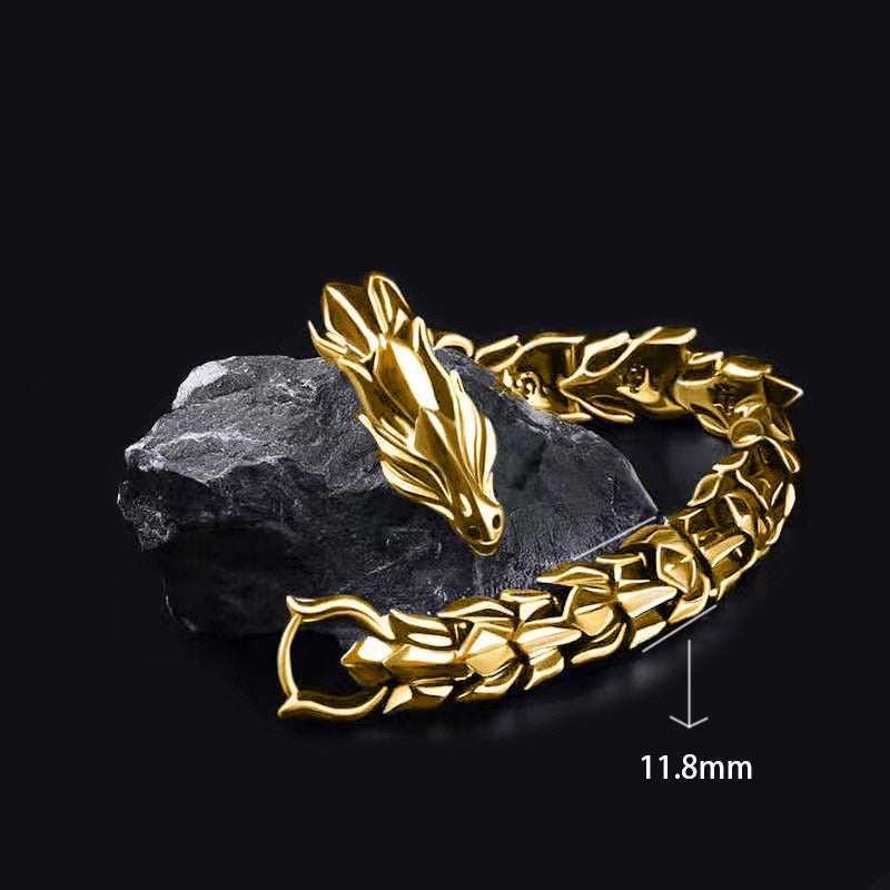 Pulsera de hombre estilo hip hop punk con diseño de quilla de dragón y joyería multicolor con grifo 