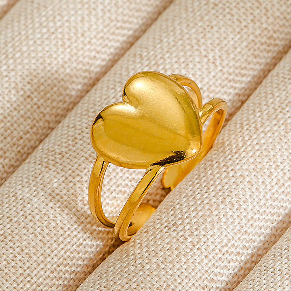 Wholesale Jewelry Geometric 304 Stainless Steel Natural Stone Open Ring (Minimum purchase 10 pcs)