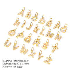 1 Piece Titanium Steel Zircon Letter Pendant