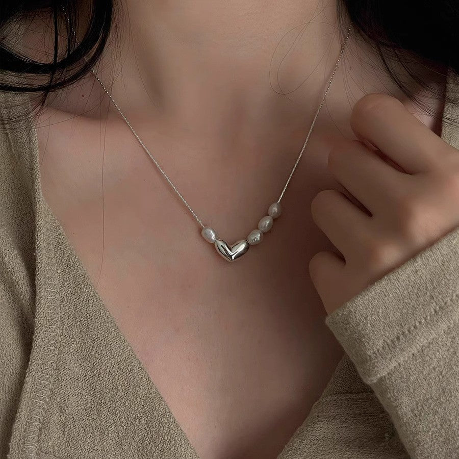 Collar versátil de perlas para mujer, cadena de clavícula que no se decolora, joyería 