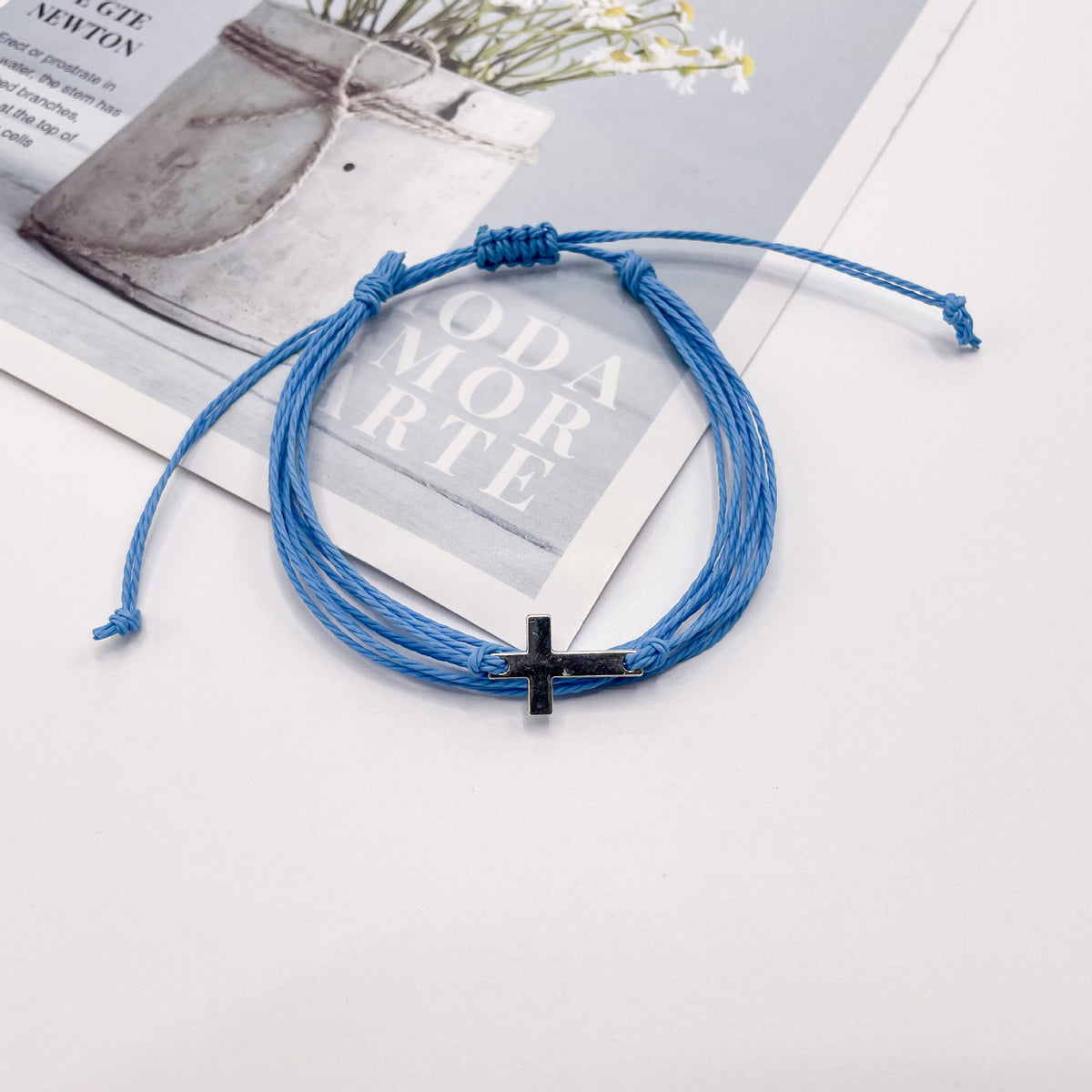Pulsera tejida en cera, resistente al agua, con cuerda de la amistad, pulsera cruzada para surfear en la playa.