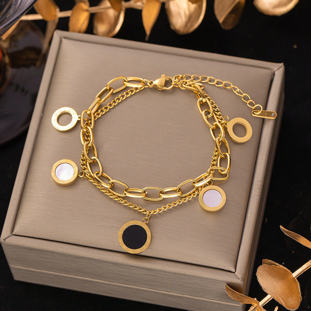 Pulsera de acero de titanio para mujer, pulsera sencilla, joyería 