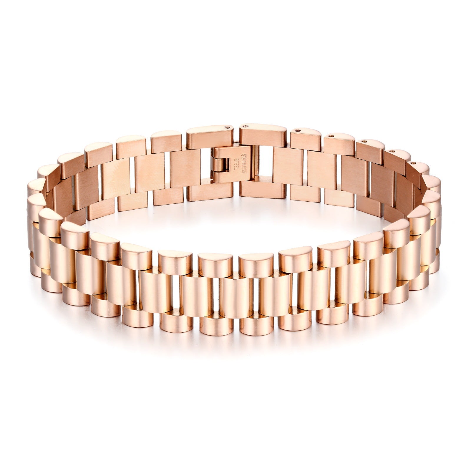 Correa de acero de titanio, pulsera de acero inoxidable de 15 mm, cadena de reloj para hombre, joyería ajustable 