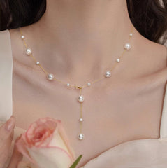 Collar de perlas gitanas de acero de titanio, cadena de suéter con cuentas largas, cadena para el cuello 