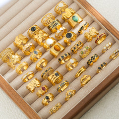 Anillo abierto de acero inoxidable 304 con letras geométricas, estilo hip hop, punk y streetwear. 