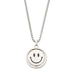Collar infantil, accesorios de hip-hop, colgante de cara sonriente, acero de titanio 