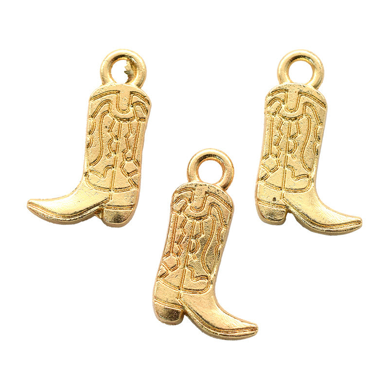 Accesorios de aleación para hacer tú mismo: colgantes de zapatos, sombreros y caballos de mezclilla estilo western 