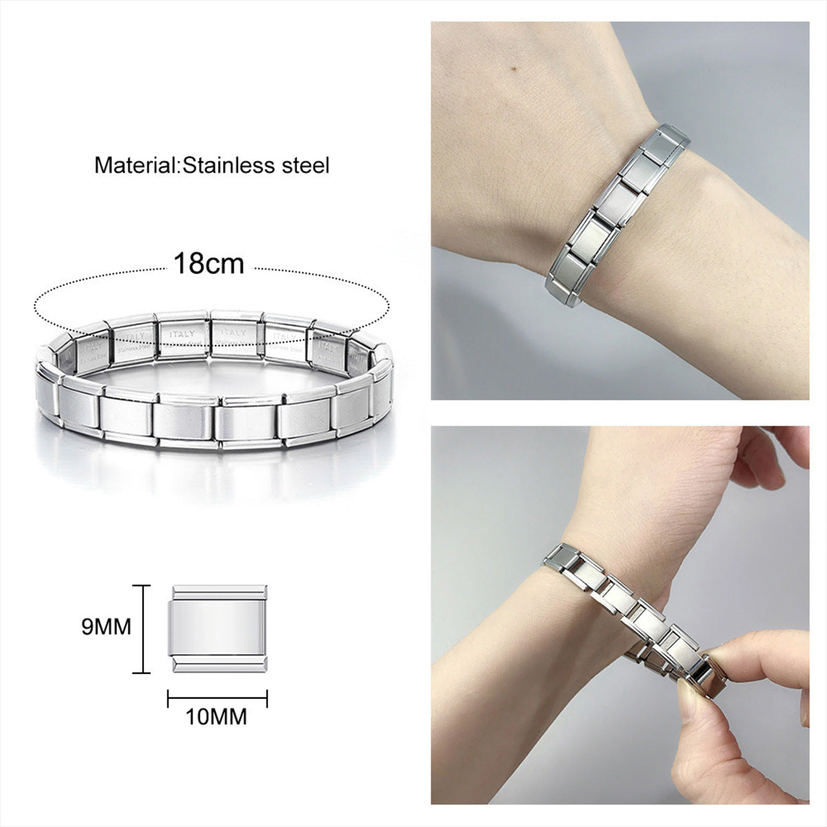 Pulsera elástica de acero inoxidable ajustable. 