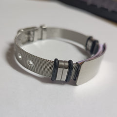 Pulsera de malla de acero inoxidable para hombre, pulsera de pareja con grabado de metal 