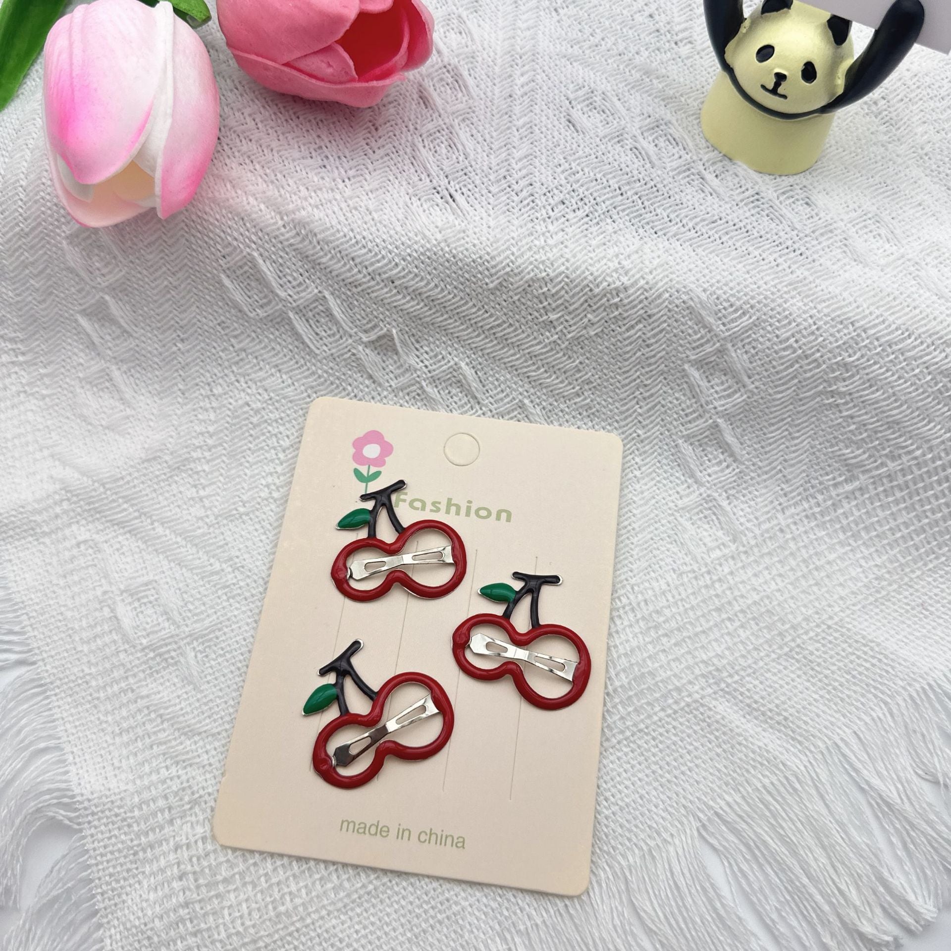 Horquilla para el pelo con forma de flequillo, diseño de fruta, manzana, cereza y fresa, para niña, 2 unidades 