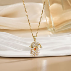 Christmas Zircon Necklace Santa Claus Ornaments Christmas Tree Elk Bells Dripping Oil Pendant
