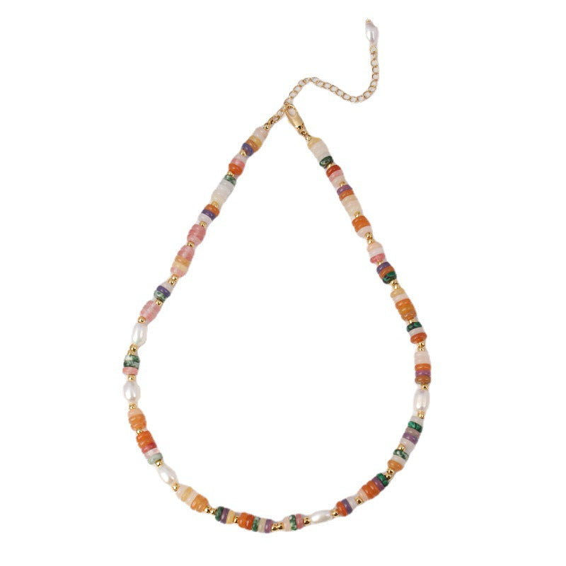 Collar de piedra natural de colores Collar de perlas naturales de agua dulce para mujer