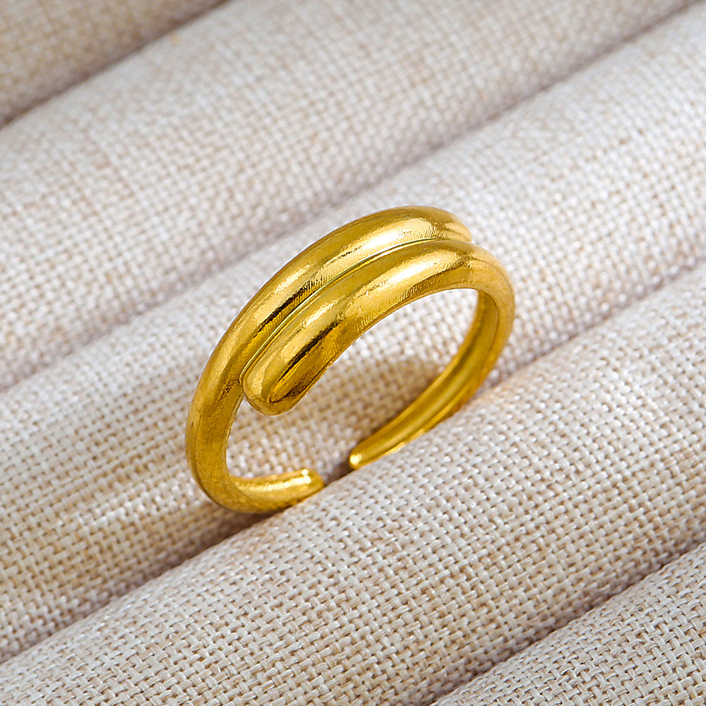Anillo abierto de acero inoxidable 304 con letras geométricas, estilo hip hop, punk y streetwear. 