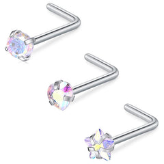 Clavo nasal recto en forma de L, clavo nasal de acero inoxidable, accesorios para piercing nasal para hombres y mujeres (100 unidades) 