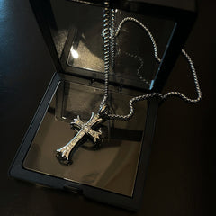 Collar de diamantes con forma de cruz, estilo hip hop, para hombre. 