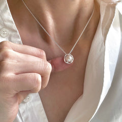 Irregular freshwater pearl pendant  925 sterling silver necklace