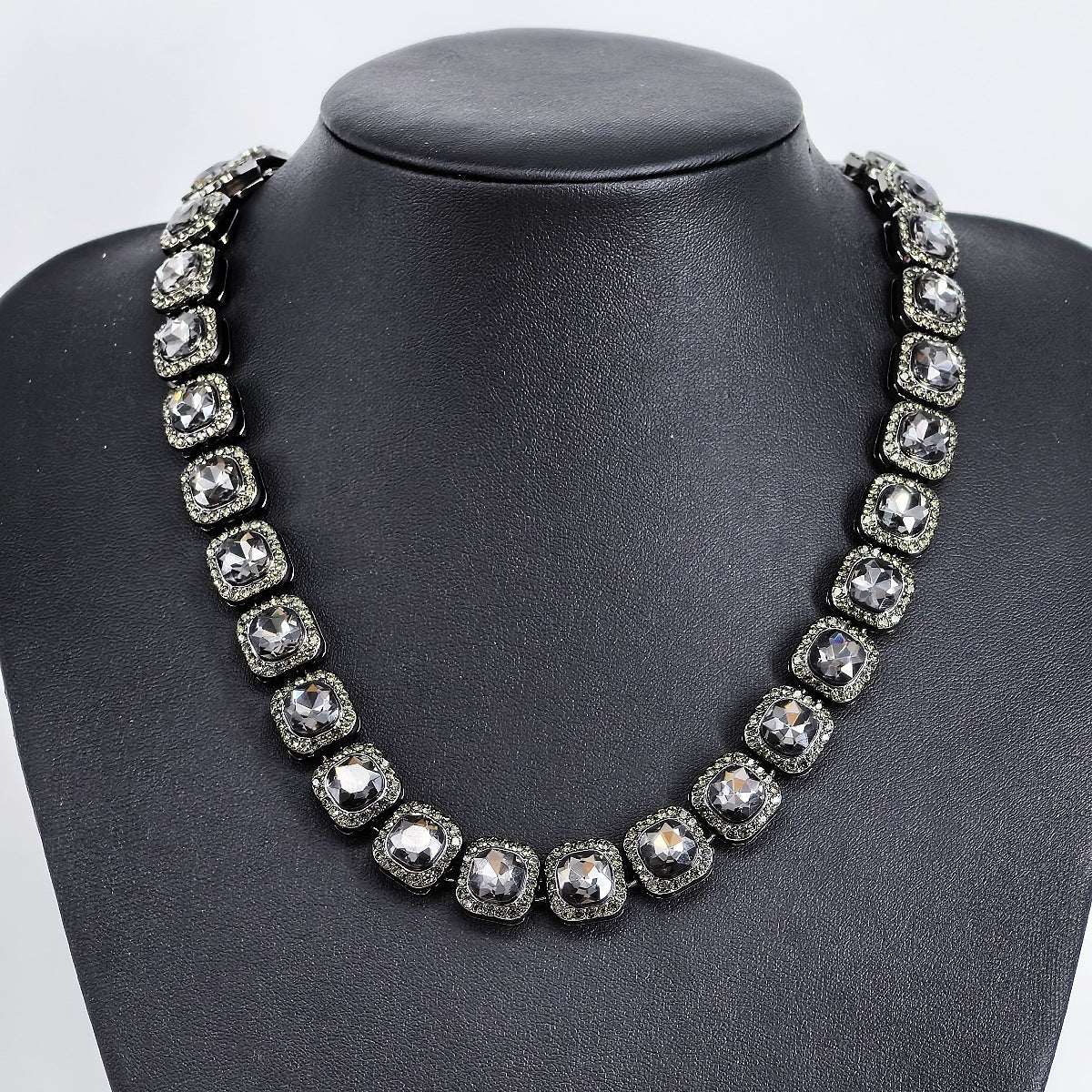 Collar de mano cubana de vidrio cuadrado de 12 mm para hombre, cadena de azúcar de roca, tendencia hip hop, aleación transfronteriza para hombre 