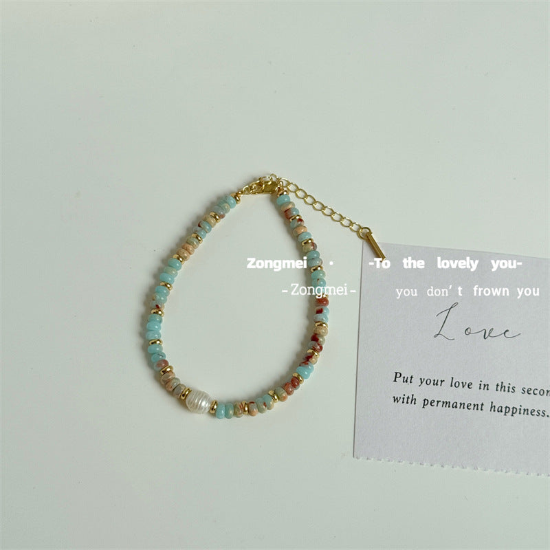 Collar de conchas naturales, pulsera de cuentas de colores, cadena de piedras naturales 