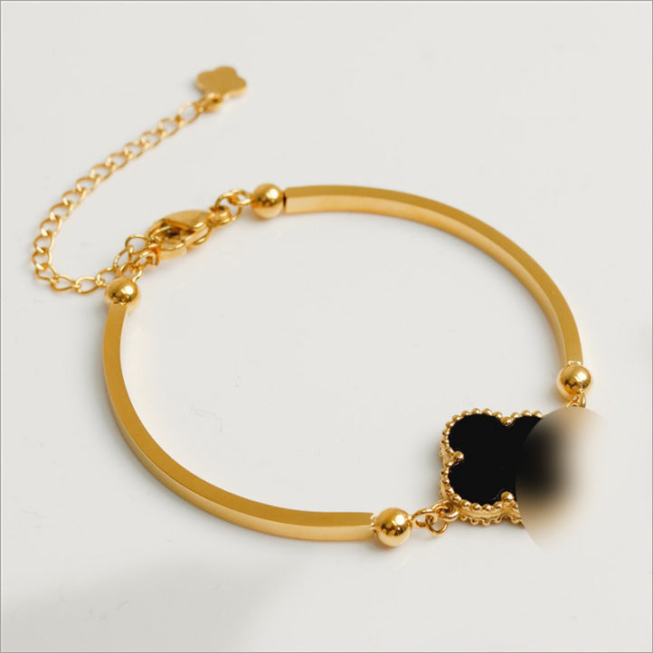 Pulsera de acero de titanio para mujer, pulsera sencilla, joyería 