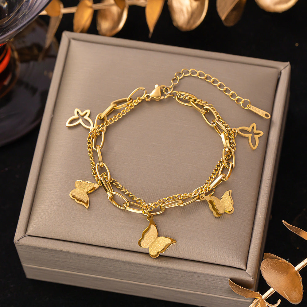 Pulsera de acero de titanio para mujer, pulsera sencilla, joyería 