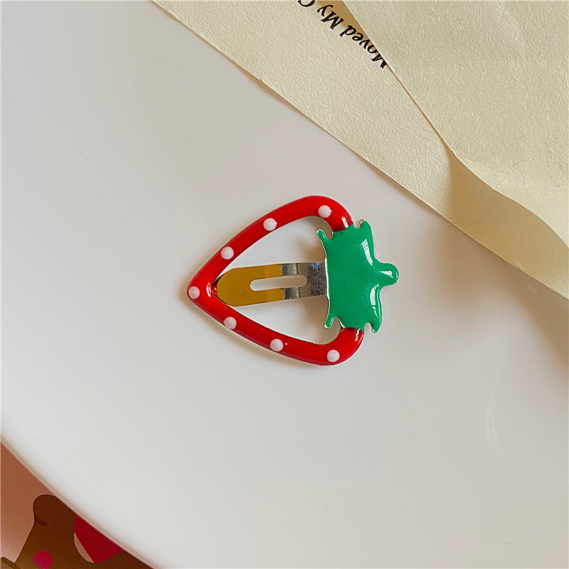 Horquilla para el pelo con forma de flequillo, diseño de fruta, manzana, cereza y fresa, para niña, 2 unidades 