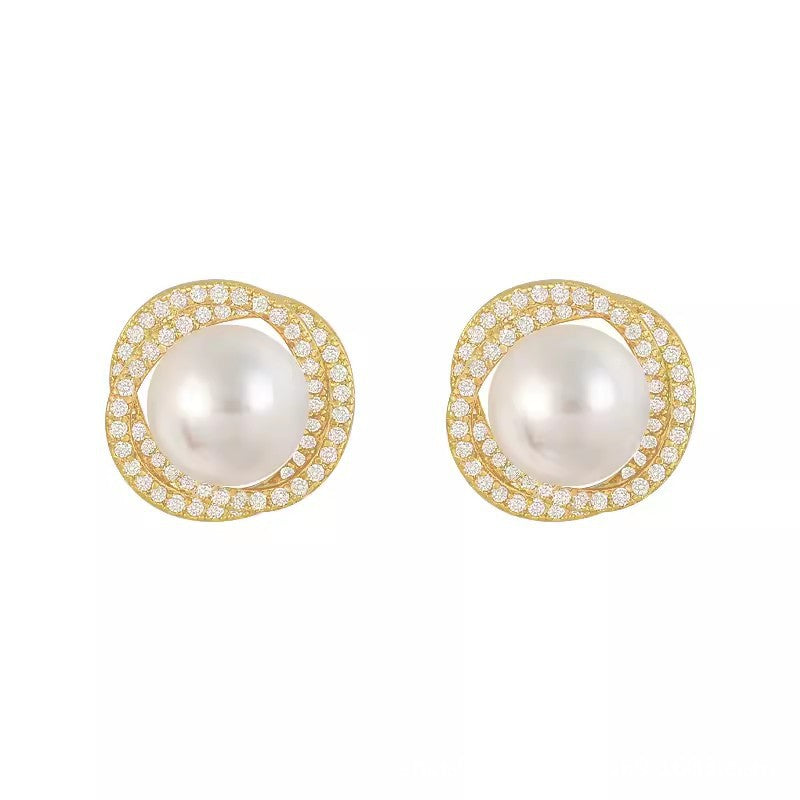 1 Pair Sweet IG Style Geometric Heart Shape Butterfly Inlay Alloy Rhinestones Pearl Drop Earrings Ear Studs