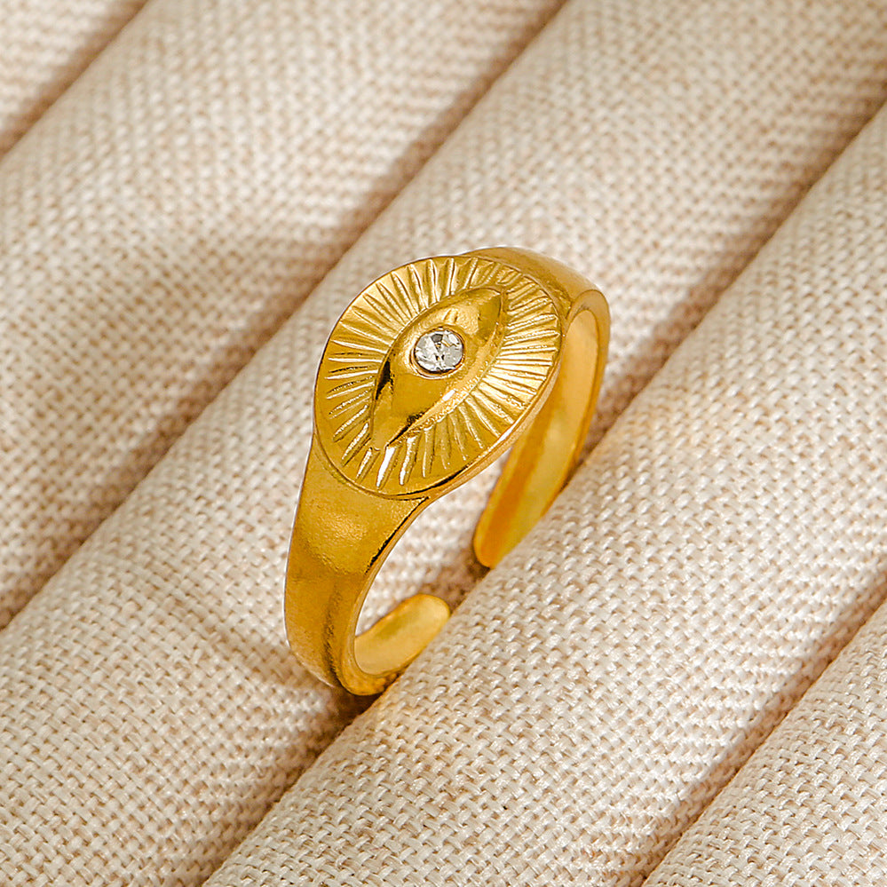 Wholesale Jewelry Geometric 304 Stainless Steel Natural Stone Open Ring (Minimum purchase 10 pcs)