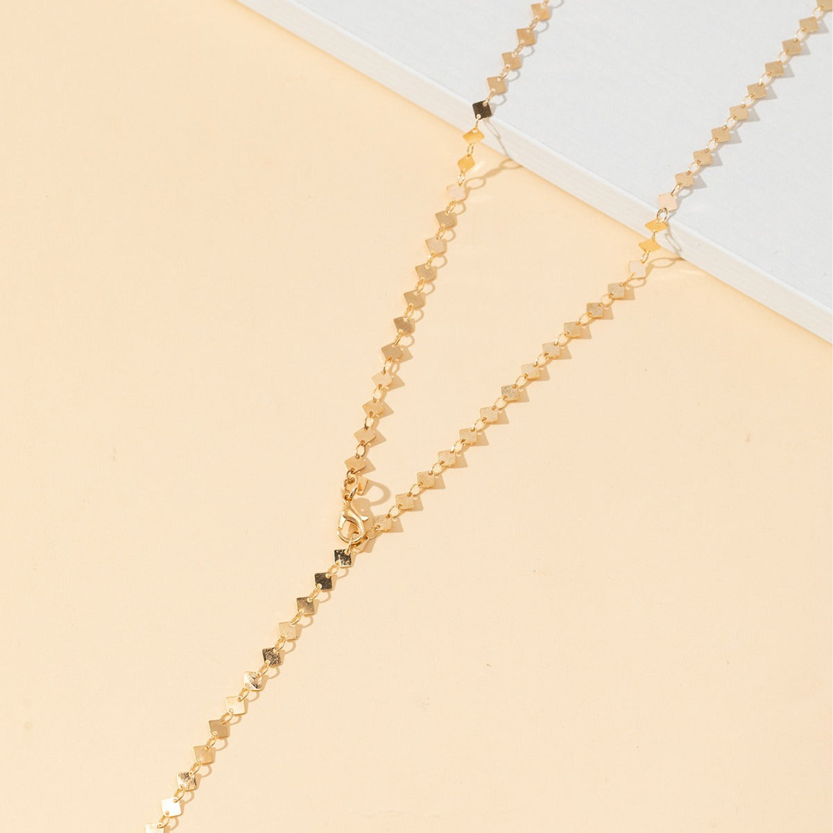 Collar largo cuadrado dorado o plateado, cadena corporal estilo europeo y americano (Compra mínima 2 piezas) 