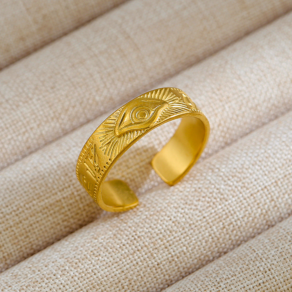 Anillo abierto de acero inoxidable 304 con letras geométricas, estilo hip hop, punk y streetwear. 