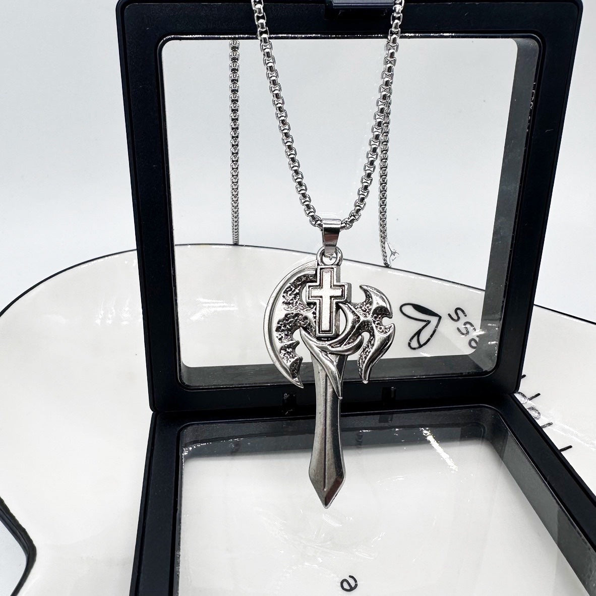 Collar de acero de titanio con colgante de hip hop para hombre 