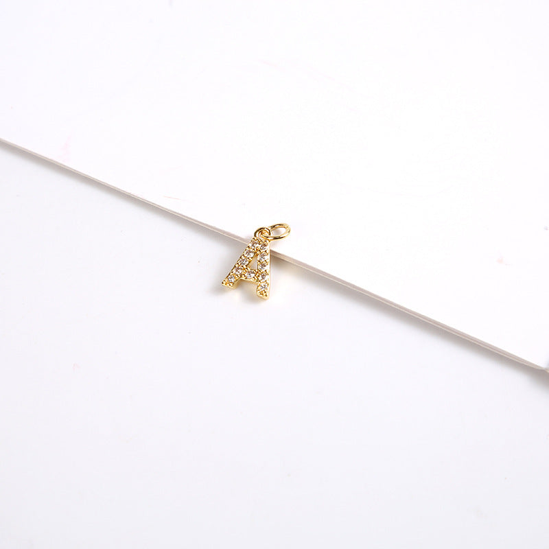 1 Piece 8*11.8mm Copper Zircon Letter Pendant